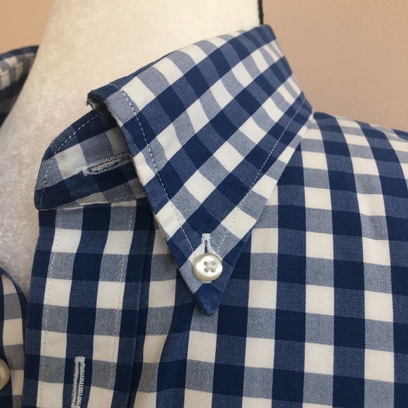 Lands End 16/35 Button Front Blue Check Oxford - Picture 3 of 8